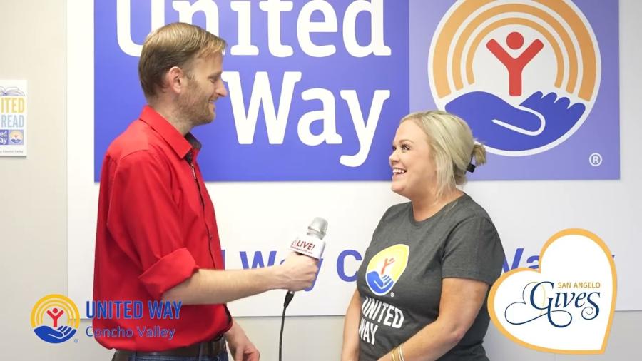 James Bouligny interviews Ashley Ammons during the 2026 San Angelo Gives event.