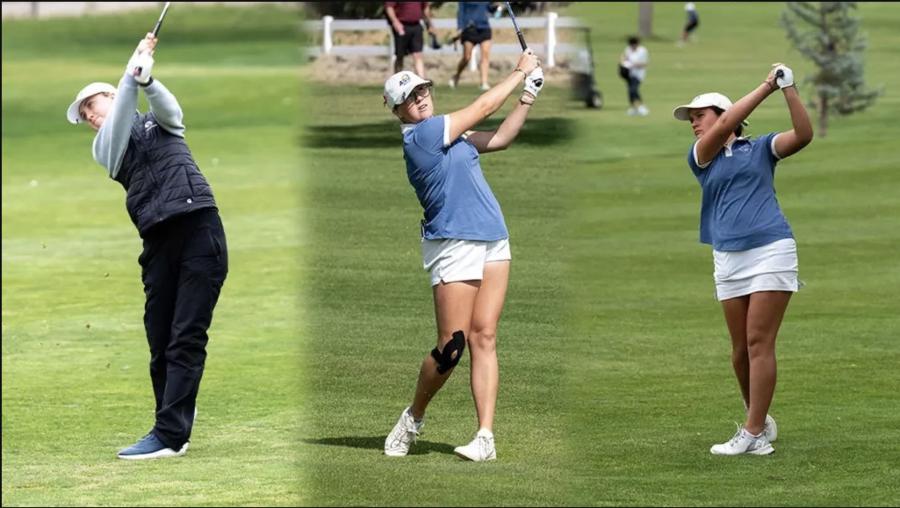 Angelo State Golf's Mia Clarke, Beth Norton, Caitlin Vanderkruk