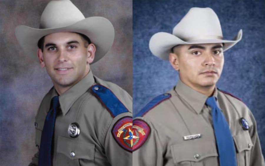 Texas Department of Public Safety Highway Patrol Troopers Kurt Kelm, left, and Sergio Romero.