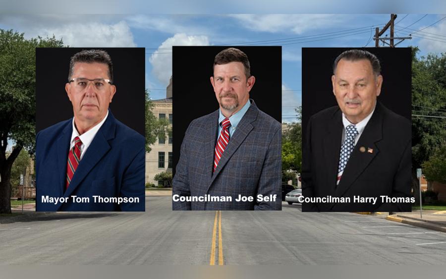 San Angelo Mayor Tom Thompson, Councilmen Joe Self and Harry Thomas