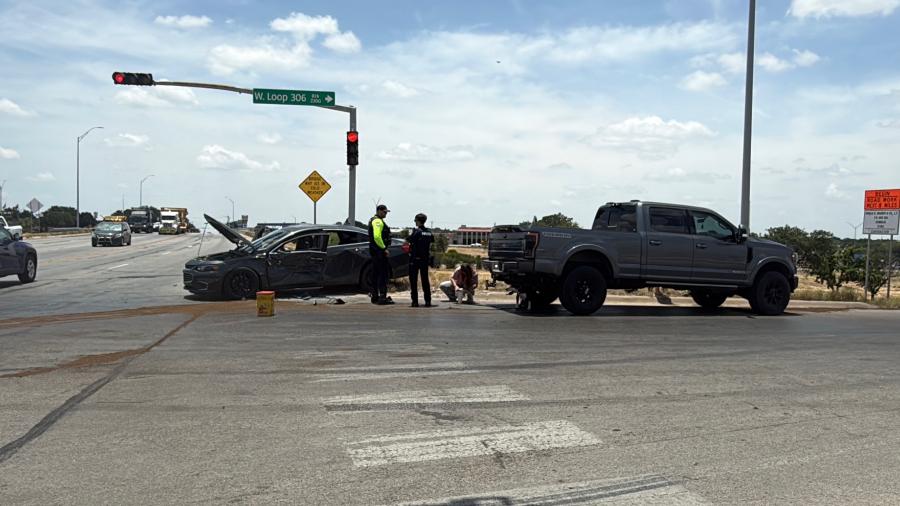 Two vehicles collided at Knickerbocker Road and Loop 306 on Wednesday, July 1, 2026.