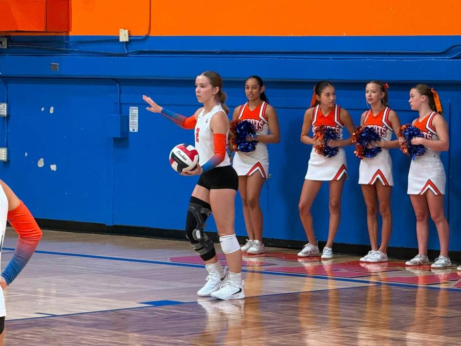 San Angelo Central's Gracen Coates prepares to serve to Wall during the Nita Vannoy Volleyball Tournament final Saturday, Aug. 22, 2026.