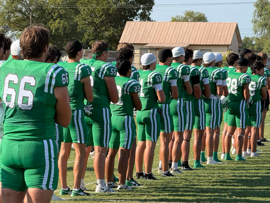The Wall Hawks stand for the national anthem before their game against La Joya on Thursday, Sept. 3, 2026.
