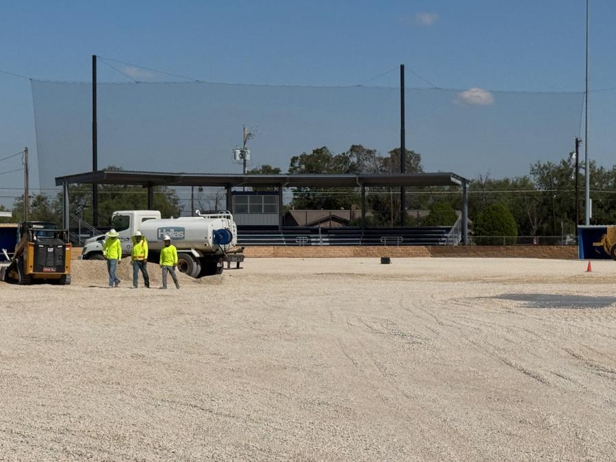 The project included new spectator stands at the boy's baseball diamond.