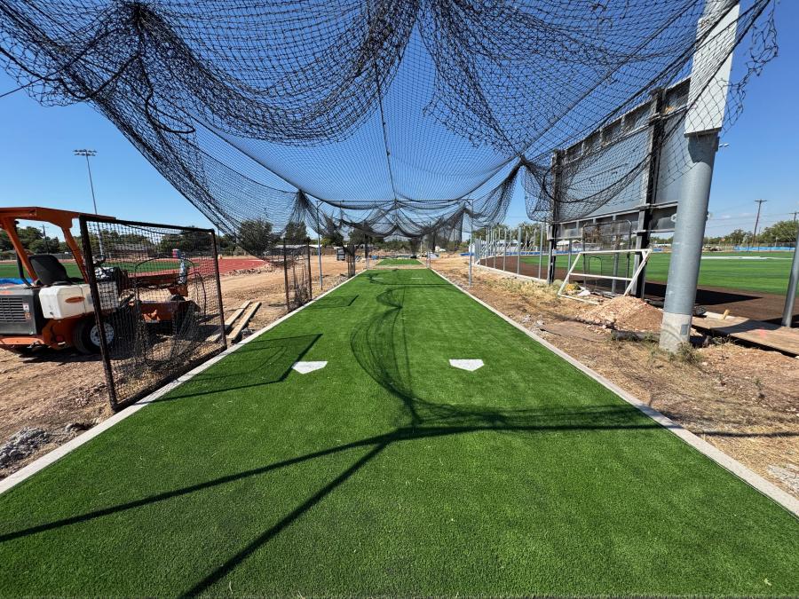 New batting cages are already complete just outside the girl's baseball diamond.