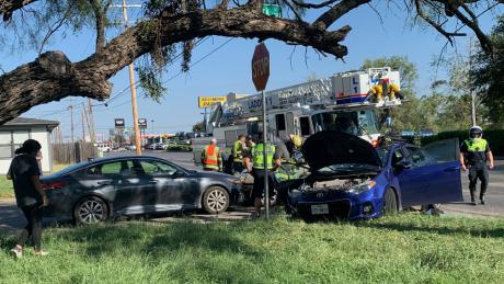 A three vehicle crash sent one driver to the hospital Monday afternoon, Oct. 5, 2020