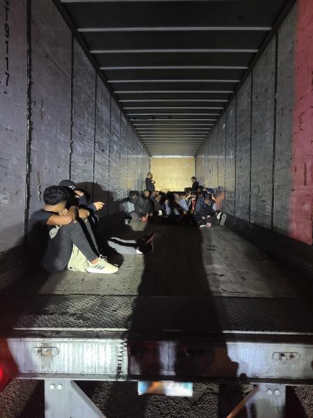Illegal Immigrants Inside Trailer. (CONTRIBUTED/CBP)