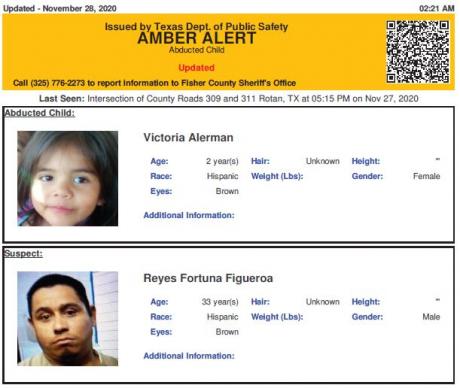 Amber Alert for Toddler (Contributed Texas DPS)