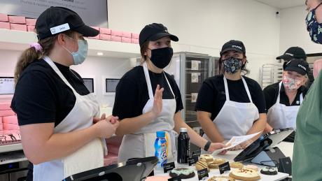 Crumble Cookie Employees on Opening Day