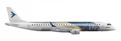 This is the Embraer-195, a regional jet with a seating capacity of up to 118 passengers.
