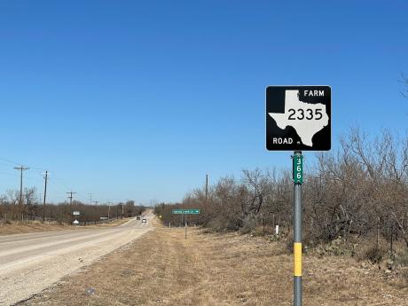 The stretch of highway along FM 2335 near the hunting cabin inside where a man was shot and killed NYE.