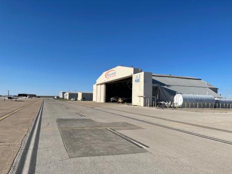 Skyline Aviation as it is seen from the flightline at San Angelo's Mathis Field