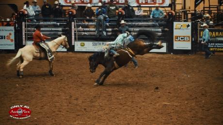 Jarrod Hammons rode a horse named Aces Wild to notch 83.5 points during the 8th performance of the San Angelo Rodeo