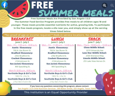 SAISD Summer Meals
