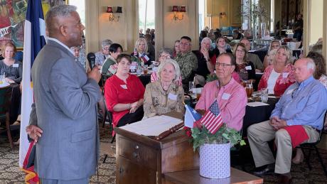 Allen West speaks to a packed house of the Concho Valley Republican Women on June 24, 2021