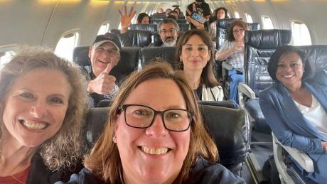 A photo posted on Twitter of Texas Democrats fleeing Austin in a chartered private jet on Monday, July 12, 2021