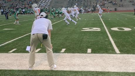 San Angelo Central Head Coach Kevin Crane focuses on the play underway against El Paso Montwood on Sept. 3, 2021 in El Paso.