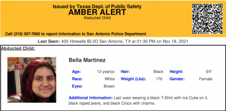Amber Alert for Bella Martinez (Contributed/DPS)
