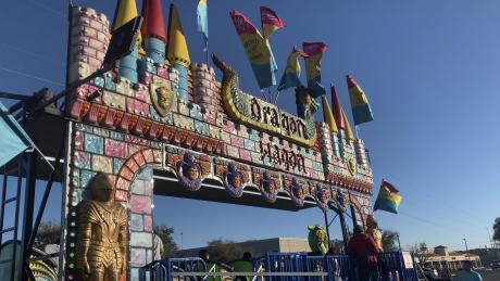 The Dragon Wagon Roller Coster at the Sunset Mall Carnival