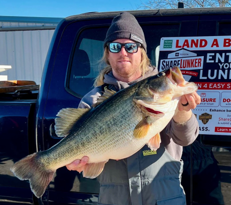 Toyota ShareLunker 612 was caught at O.H. Ivie weighing in at 14.13 pounds by Josh Jones (Contributed/TPWD)
