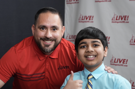 Manny Diaz with Spelling Bee Champ Akash Vokuti