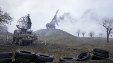 Destroyed Equipment Outside Ukrainian Military Facility