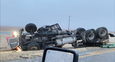 Black Ice Big Rig Crash Near Wall (Contributed/LIVE! reader)