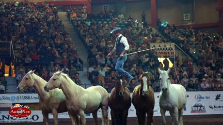 Double Dan James Horsemanship, the specialty act at the 2022 San Angelo Rodeo