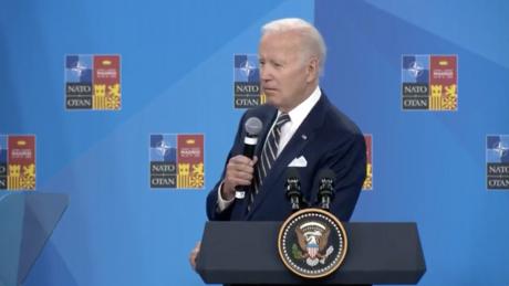 President Joe Biden speaking at the 2022 NATO Summit in Madrid, Spain on June 30, 2022