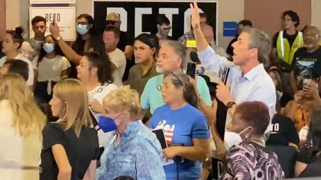  In Midland yesterday, some are tired of Beto O’Rourke. His campaign stop was interrupted by jeers and cheers from the opposition as O’Rourke attempted to calm the protestors by offering some of them an opportunity to speak.