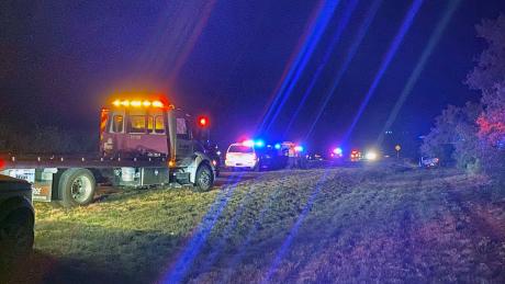 A wide shot of the crash investigation on US 67 South just northeast of 12-Mile-Bridge