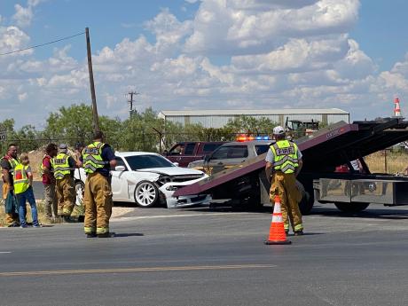 SAN ANGELO, TX — Two passenger cars collided at the intersection of FM 2105 and Grape Creek Road at around 2 p.m. Saturday. One of the vehicles also hit a guide wire of an electrical tower on August 13, 2022