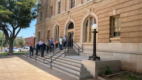 A small crowd lined up to access the courtroom where former San Angelo Police Chief Tim Vasquez was sentenced on August 5, 2022