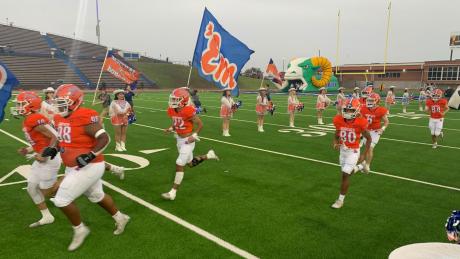 The San Angelo Central Bobcats run onto the field to face the El Paso Montwood Rams on Sept.2, 2022.