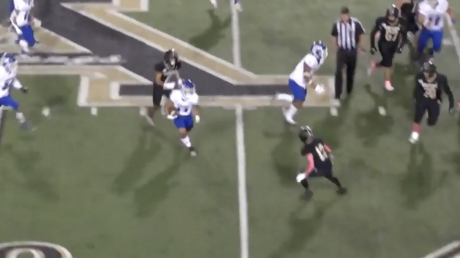 Adam Robles returns an interception thrown by Andrews QB Galvan.