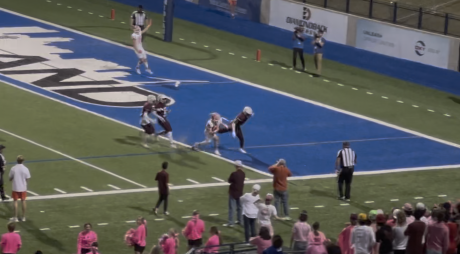 Bobcat Wideout Jacob Gallegos Catches a Touchdown Pass Against Midland Legacy