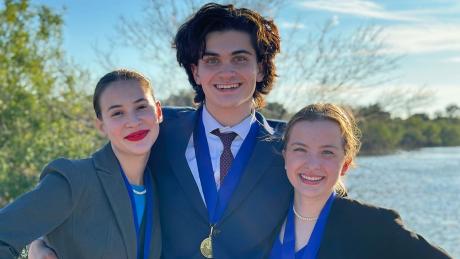 (L-R) Bell Royer, Jack McLaughlin, and Annabeth Dusek advance to state in UIL Congress Debate. 