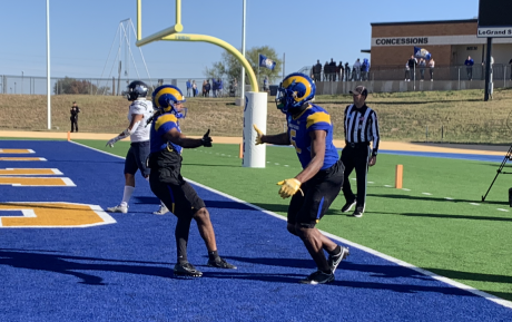 Angelo State Rams after a touchdown