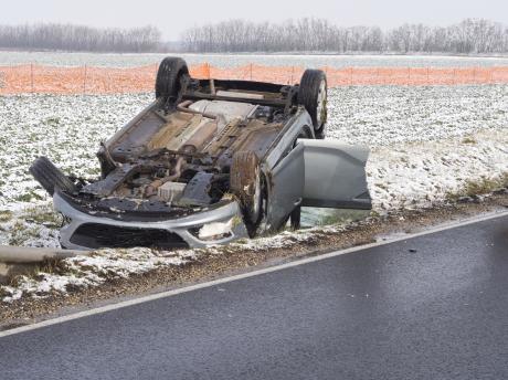Rollover Crash in the Snow