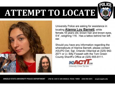 ASU Police Searching for Alanna Barnett (Courtesy/ASU Police)