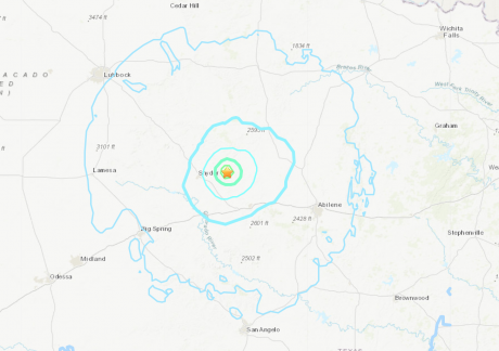 Earthquake Snyder 4.3 2.16.23 (Courtesy/USGS)