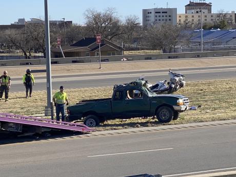Rollover Crash of Old Pickup Shuts Down the Houston-Harte Expressway on Feb. 27, 2023