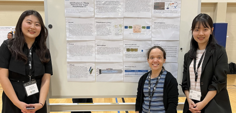 Jiyun Jeong, Dr. Edith Osborne and Doyeon Kwon with their research poster: