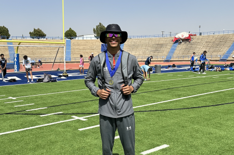 Bobcats Jacob English with his San Angelo Relays Gold Medal