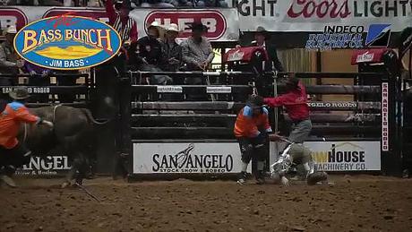 Bulls and broncs during performance 3 of the 2023 San Angelo Rodeo.