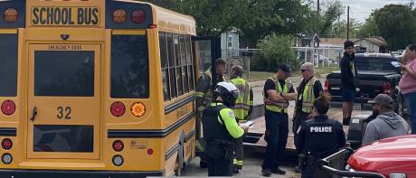 San Angelo ISD Bus in Northside Crash (LIVE! Photo/James Bouligny)