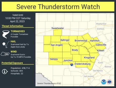 Severe Thunderstorm Watch 4.22.23 (Courtesy/NWS)