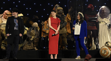 Dave Filoni, Daisy Ridley, and Sharmeen Obaid-Chinoy at the Star Wars Celebration