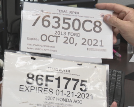 Fake Temporary Texas License Plate (Courtesy/autop.be)