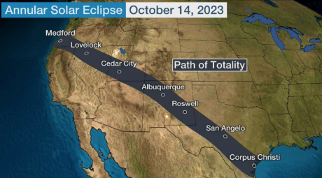 Solar Eclipse Oct. 2023 Path (Courtesy TWC)